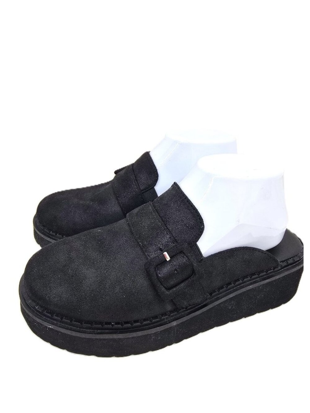 Seychelles Come Together Black Suede Buckle Platform Mules Size 7.5 Revolve